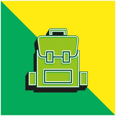 Sırt çantası yeşil ve sarı modern 3d vektör simgesi logosu