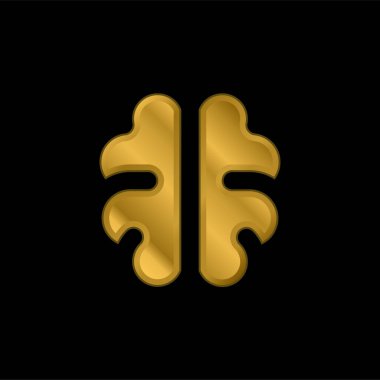 Beyin altın kaplamalı metalik simge veya logo vektörü