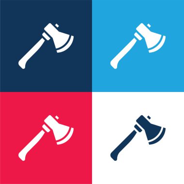 Axe blue and red four color minimal icon set clipart