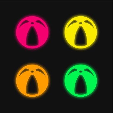 Plaj topu dört renk parlayan neon vektör simgesi