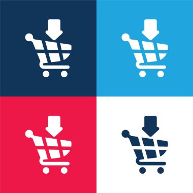 Cart 'a mavi ve kırmızı 4 renk minimal simgesi ekle