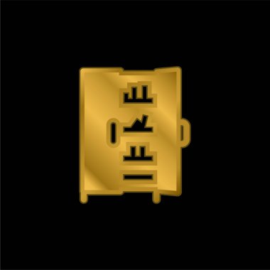 Altın kaplamalı metal simge ya da logo vektörlü kitaplık