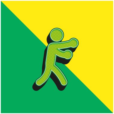 Boks Yeşil ve Sarı Modern 3D vektör simgesi logosu