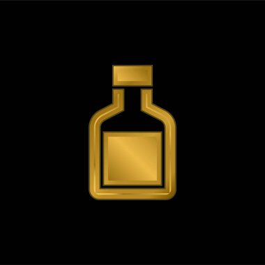 Şişe altın kaplama metalik simge veya logo vektörü