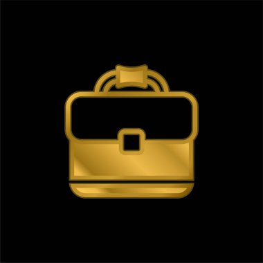 Evrak çantası altın kaplama metalik simge veya logo vektörü