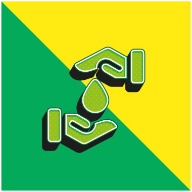 Kan Damlası Yeşil ve Sarı 3D vektör simgesi logosu