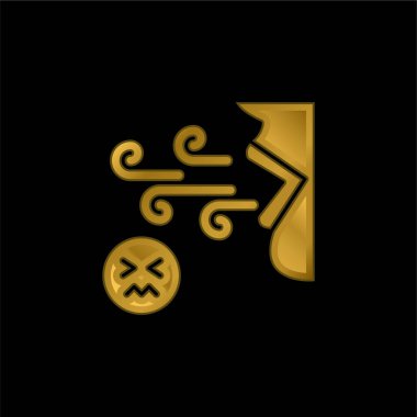Kötü nefesli altın kaplama metalik simge veya logo vektörü