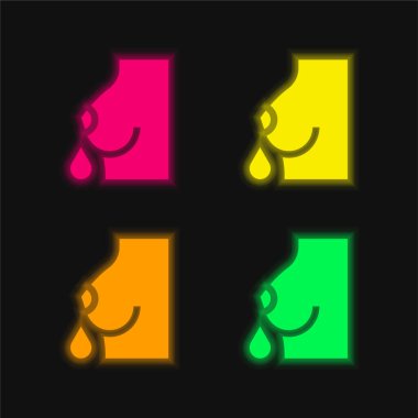 Emzirme dört renk neon vektör simgesi