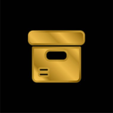 Kutu altın kaplama metalik simge veya logo vektörü