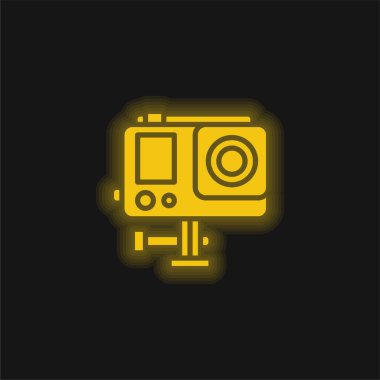 Aksiyon Kamerası sarı parlayan neon simgesi