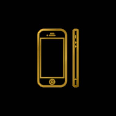 Apple Iphone 4 Ön ve Yan Görünüm Altın kaplama metalik simge veya logo vektörü
