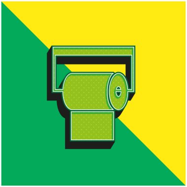 Banyo kağıdı rulo yeşil ve sarı 3D vektör simgesi logosu