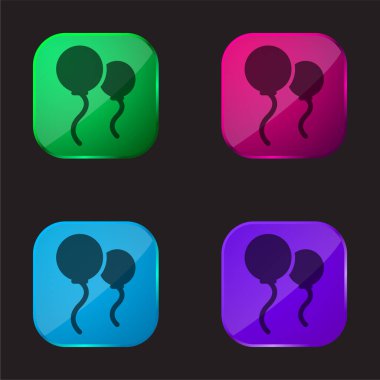 Balonlar dört renkli cam düğme simgesi