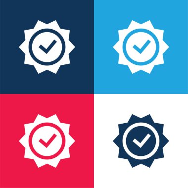 Badge blue and red four color minimal icon set clipart