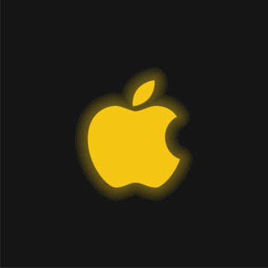 Elma Büyük Logosu sarı parlak neon simgesi