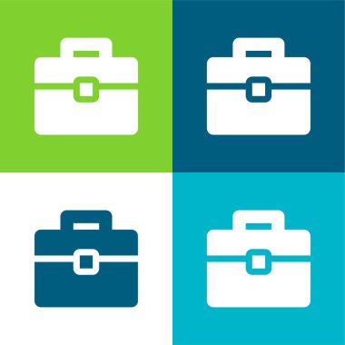 Evrak çantası Düz 4 renk minimal simgesi seti