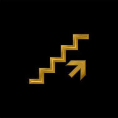 Ascending Stairs Signal gold plated metalic icon or logo vector clipart
