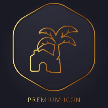 Beach House golden line premium logo or icon clipart