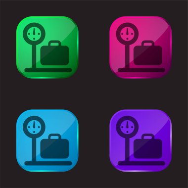 Airport Check In Sign four color glass button icon clipart