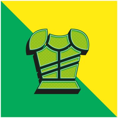 Zırh Yeşil ve Sarı Modern 3D vektör simgesi logosu