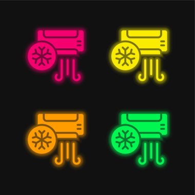 Air Conditioner four color glowing neon vector icon clipart