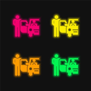 Belboy dört renk parlayan neon vektör simgesi
