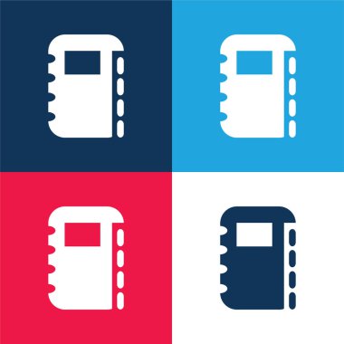 Adres Defteri mavi ve kırmızı dört renk minimal simgesi seti