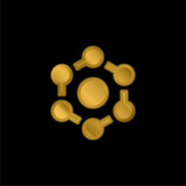 Benzen altın kaplama metalik simge veya logo vektörü