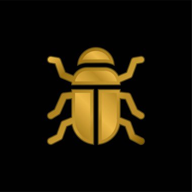 Beetle gold plated metalic icon or logo vector clipart