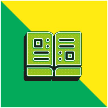 Kitap Yeşil ve Sarı Modern 3D vektör simgesi logosu