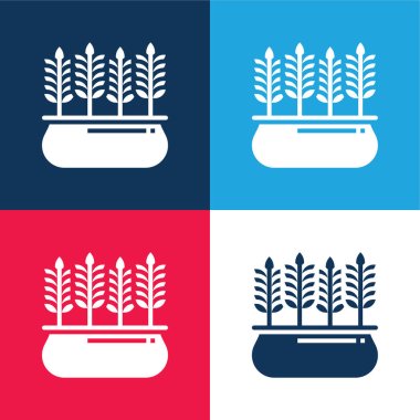 Barley blue and red four color minimal icon set clipart