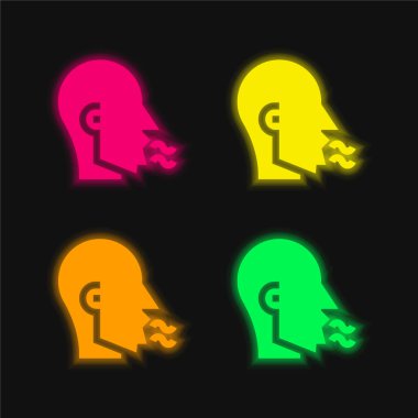Bad Breath four color glowing neon vector icon clipart