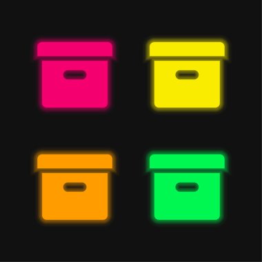 Parlayan dört renkli neon vektör simgesi