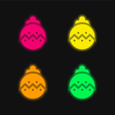 Bauble dört renk parlayan neon vektör simgesi