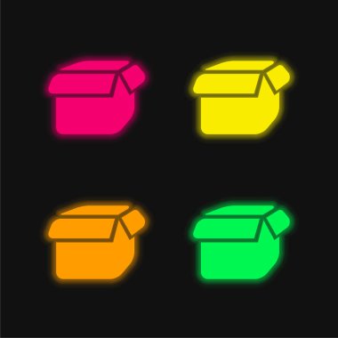 Siyah Kutuyu Aç 4 renkli parlak neon vektör simgesi
