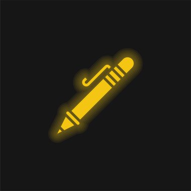 Ballpoint Pen yellow glowing neon icon clipart