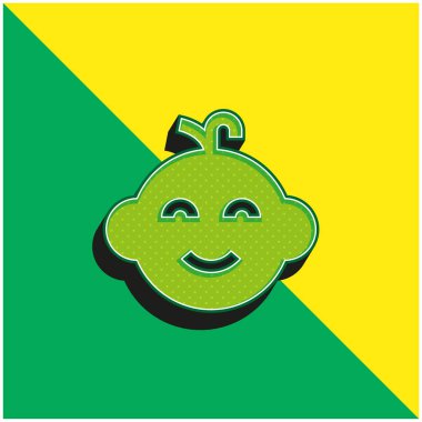 Bebek Yeşil ve Sarı Modern 3D vektör simgesi logosu