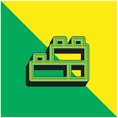 Yeşil ve sarı modern 3d vektör simgesini engeller