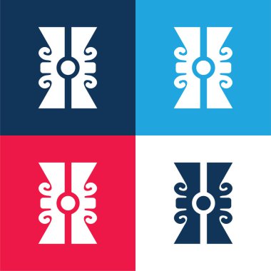 Meksika 'nın Sanatsal Taşı Mavi ve Kırmızı Minimum Renk Simgesi