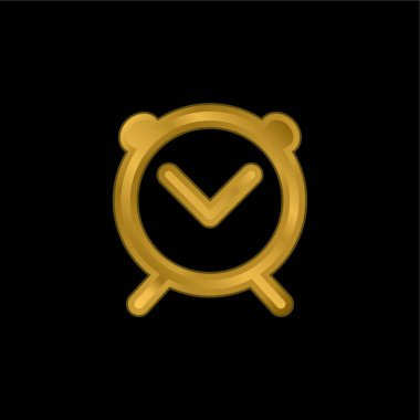 Alarm Saati altın kaplamalı metalik simge veya logo vektörü