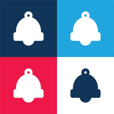 Alarm Çanı mavi ve kırmızı dört renk minimal simgesi seti