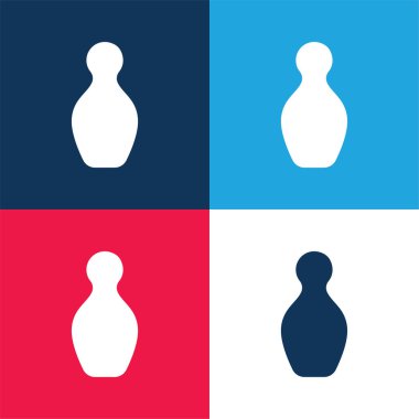 Bowling mavi ve kırmızı dört renk minimal simge kümesi