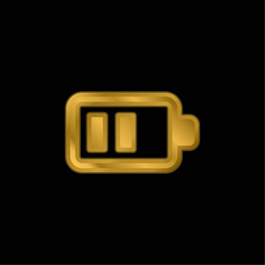İki Çubuklu Altın Kaplama Metal Simge veya Logo Vektörü
