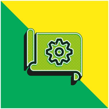 Yeşil ve sarı renkli modern 3d vektör simgesi logosu