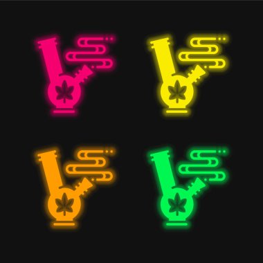 Dört renkli parlayan neon vektör simgesi