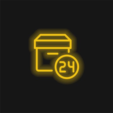24 Saat Sarı Parlayan Neon simgesi