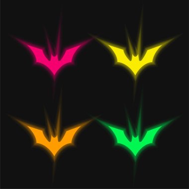 Yükseltilmiş Kanatlı Yarasa Parlak neon vektör simgesi