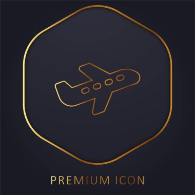 Uçak altın çizgisi prim logosu veya simgesi
