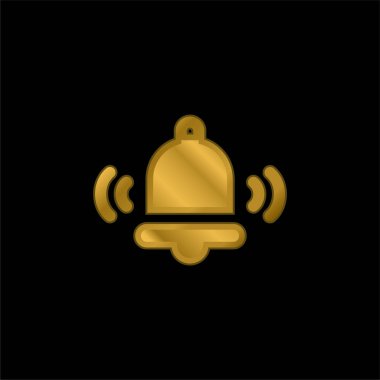 Alarm altın kaplamalı metalik simge veya logo vektörü