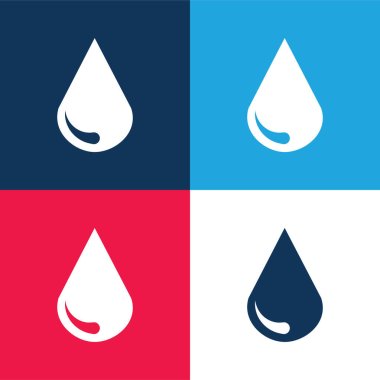 Big Blood Drop blue and red four color minimal icon set clipart